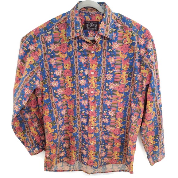 Tom Tailor Other - Vintage Tom Tailor Shirt Mens Large Blue Pink Yellow Floral‎ Button Up 90s India